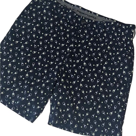 Roundtree & Yorke Black Pickleball Print Pockets Performance Shorts Size 32 - Picture 1 of 11